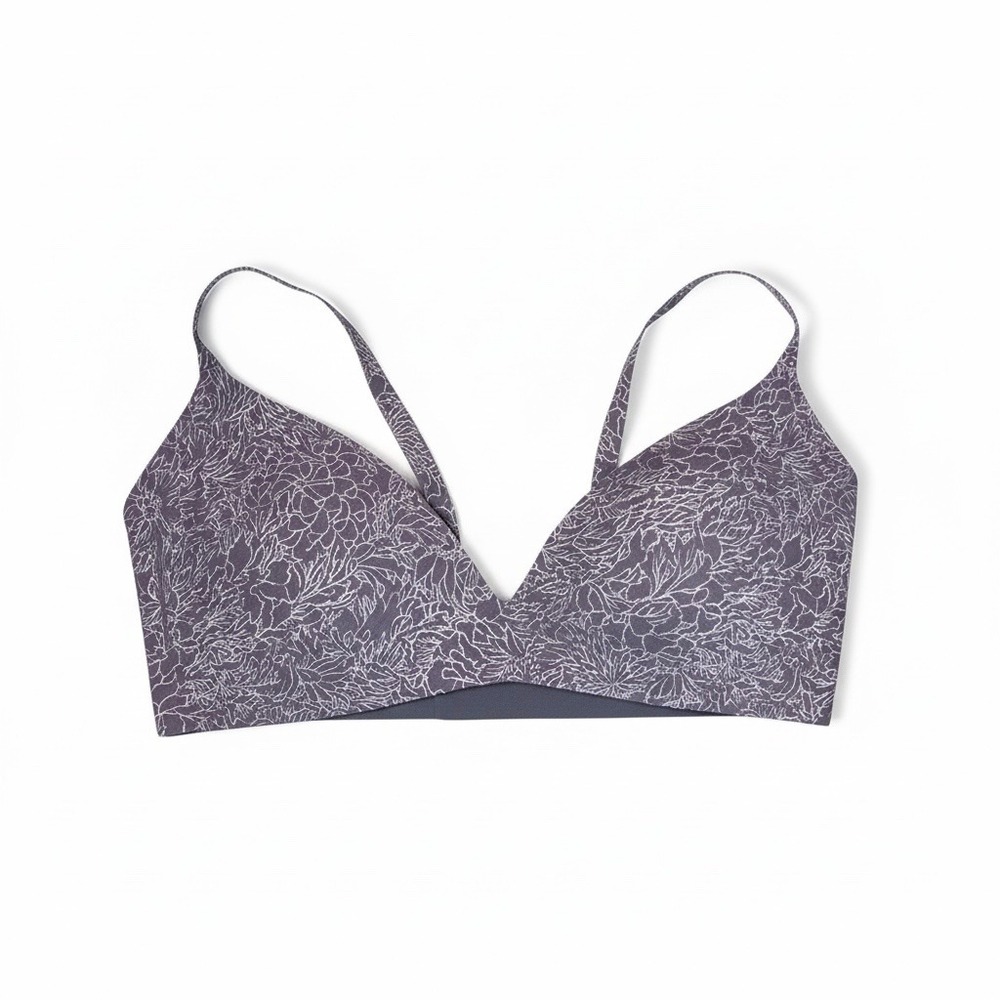 Lululemon Align V Neck Bra Grey Floral Print Racerback Size 34C